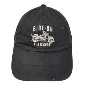 Ride On Life Is Good Slideback Hat Black One Size Adjustable Embroidered